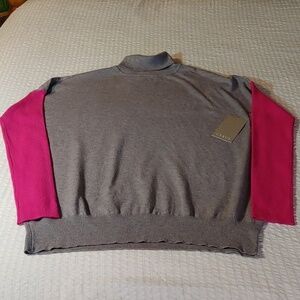 NWT CYRUS TWO-TONE GRAY & PINK KNIT TURTLENECK SWEATER SIZE LARGE